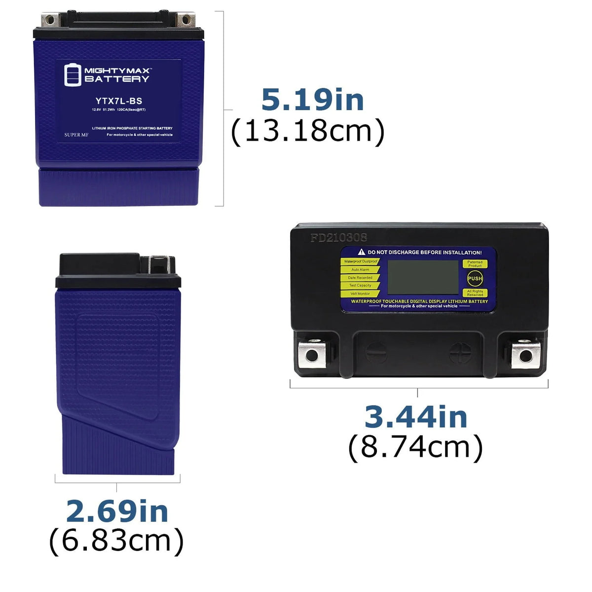 YTX7L-BS Lithium Battery Replaces Powersport Motorcycle ATV Scooter
