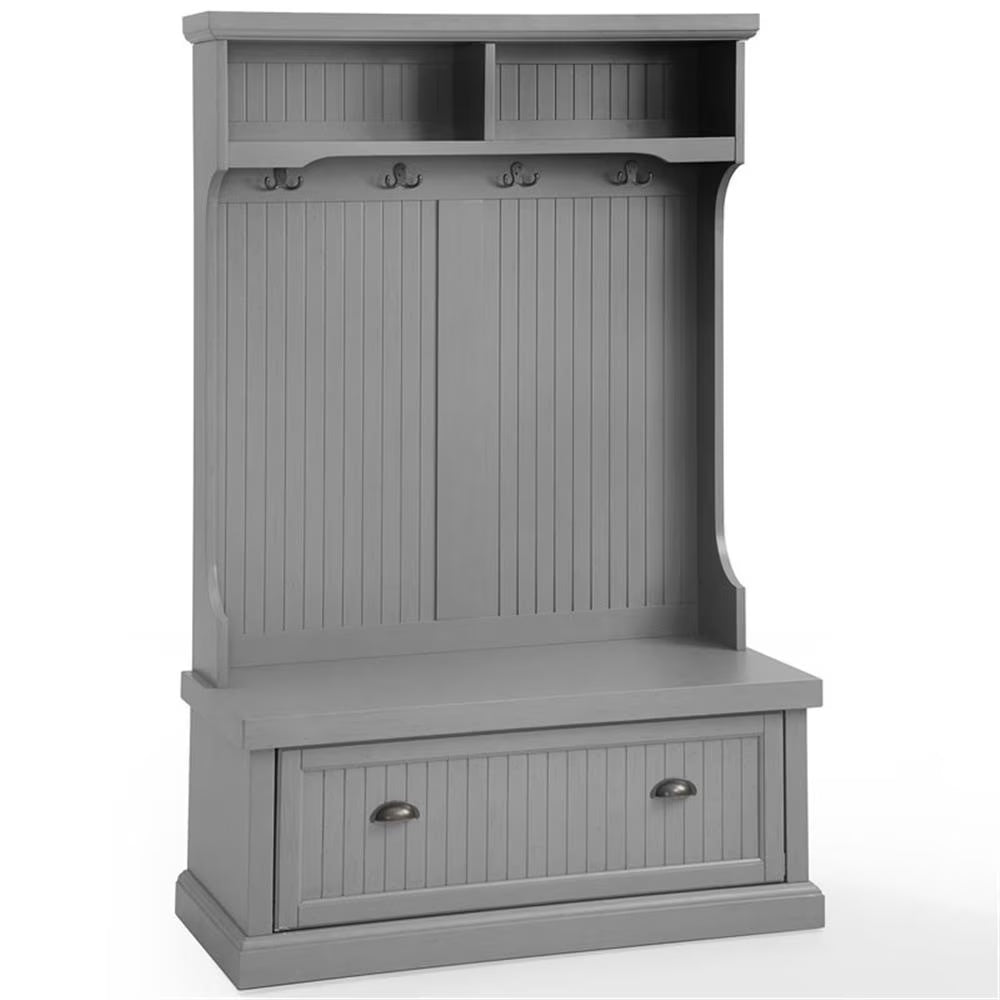 Bowery Hill 4-Hook Coastal Wood Hall Tree in Distressed Navy