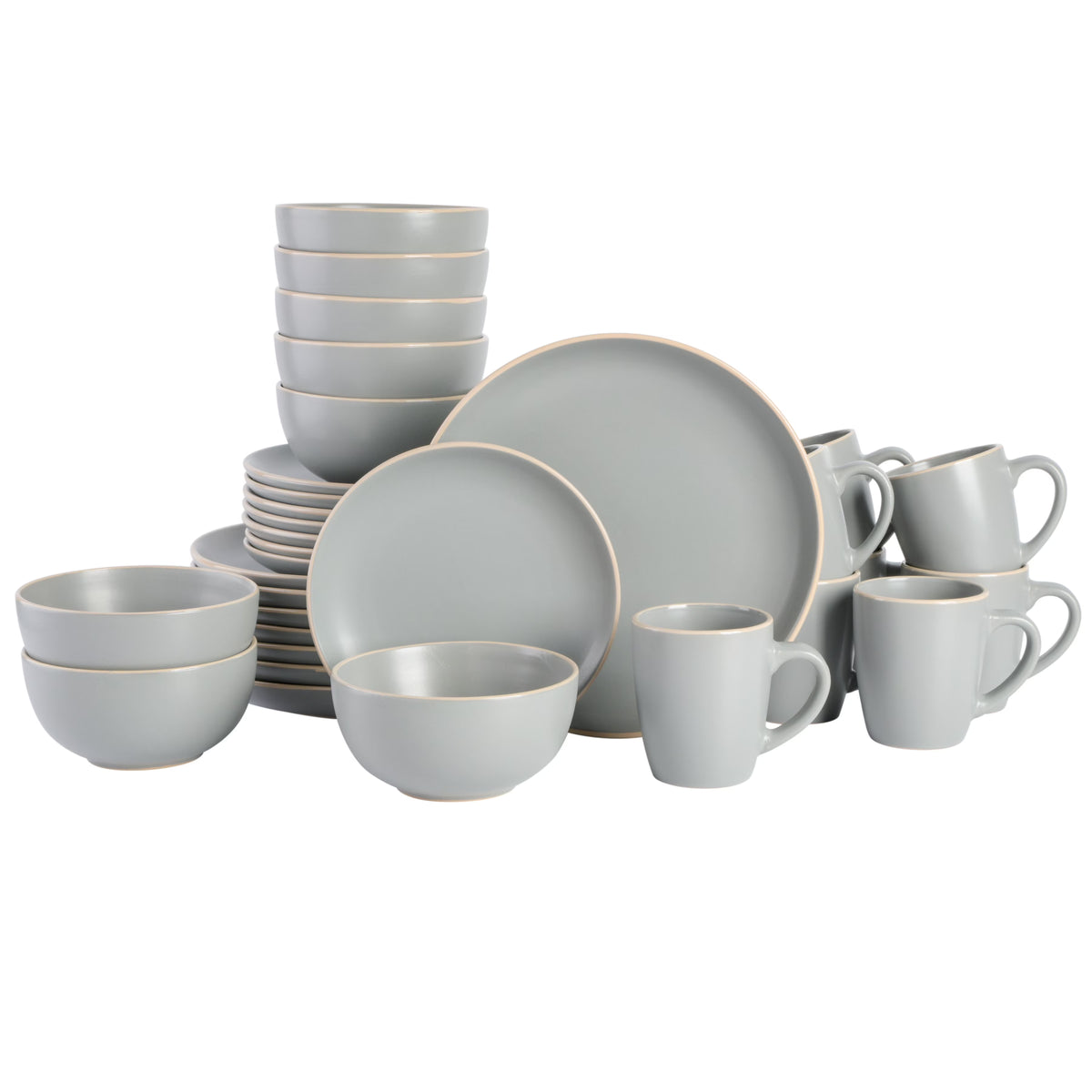 Gibson Home Rockaway 32 Piece Dinnerware Set - Gray