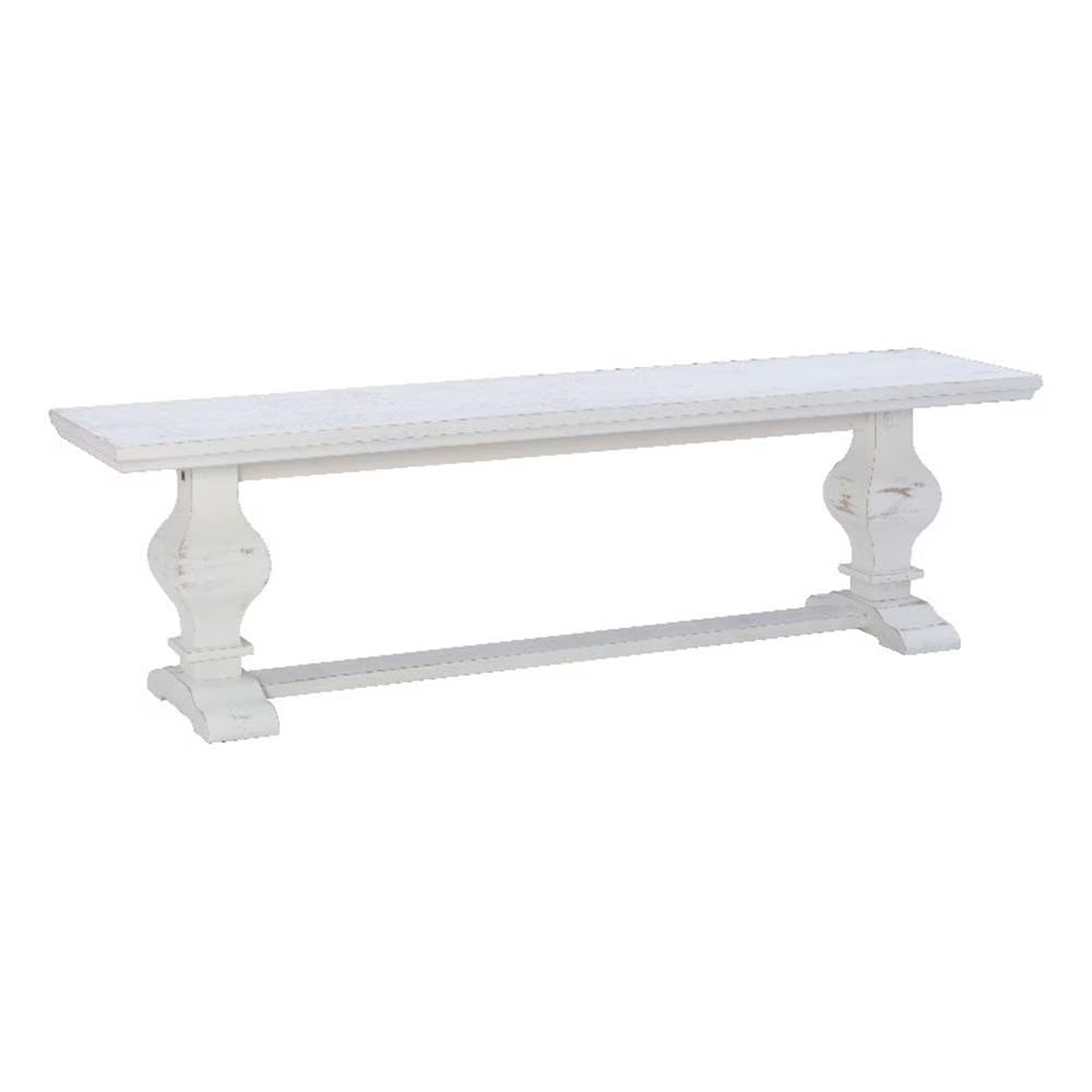 Linon Larson Solid Pine Wood Double Pedestal Bench in Rustic Honey Brown