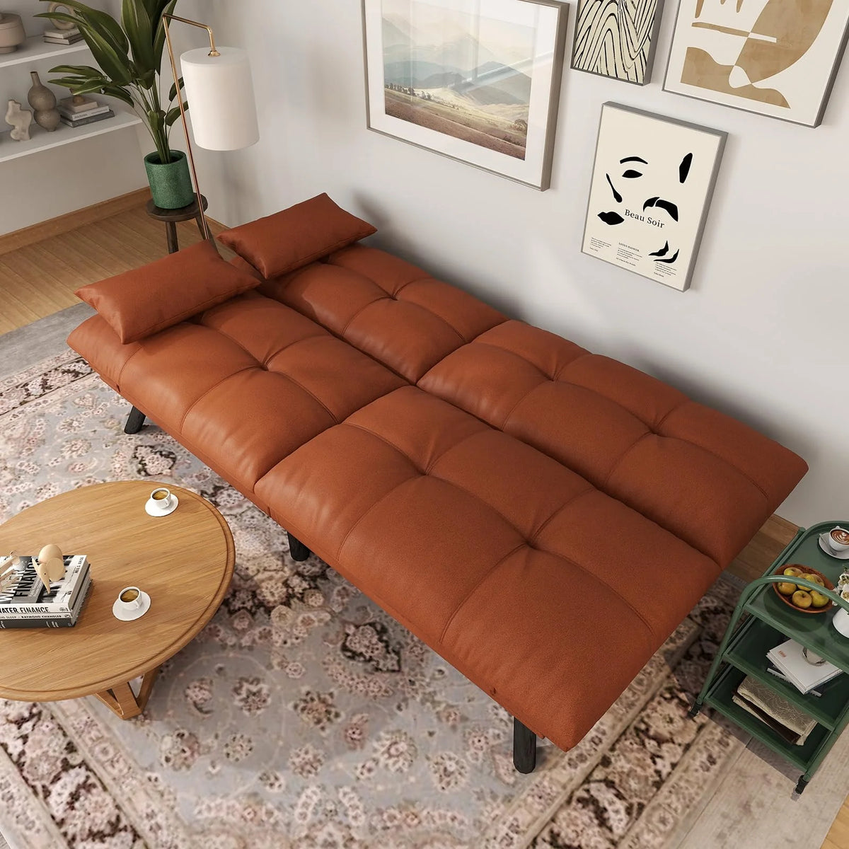 70���� Convertible Futon Sofa Bed Folding Bed Sleeper Couch for Living Room, Small Space or Office, Light Grey