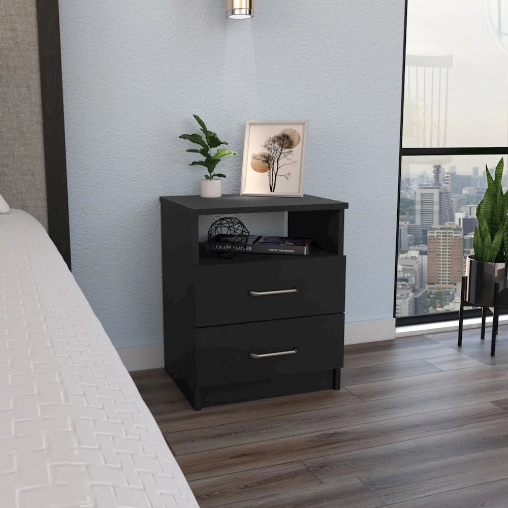 Tuhome Napoles 2 Drawer Night Stand Espresso