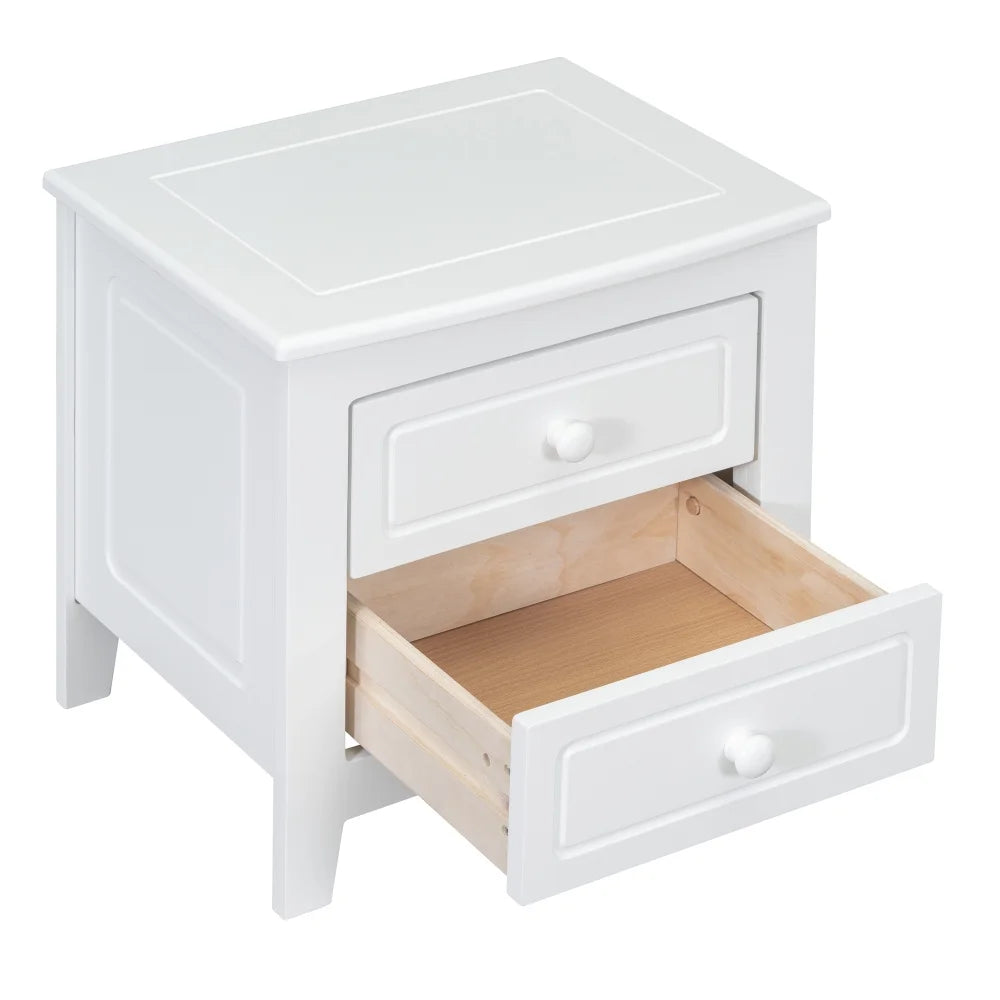 2-Drawer Nightstand for Bedroom, Mid Century Retro Bedside Table with Classic Design,Dark Walnut