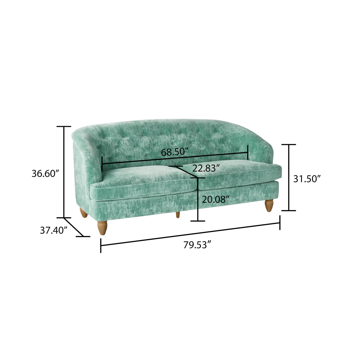 The Pioneer Woman Laurel Tufted Sofa, Cream Velvet, 79.53 in