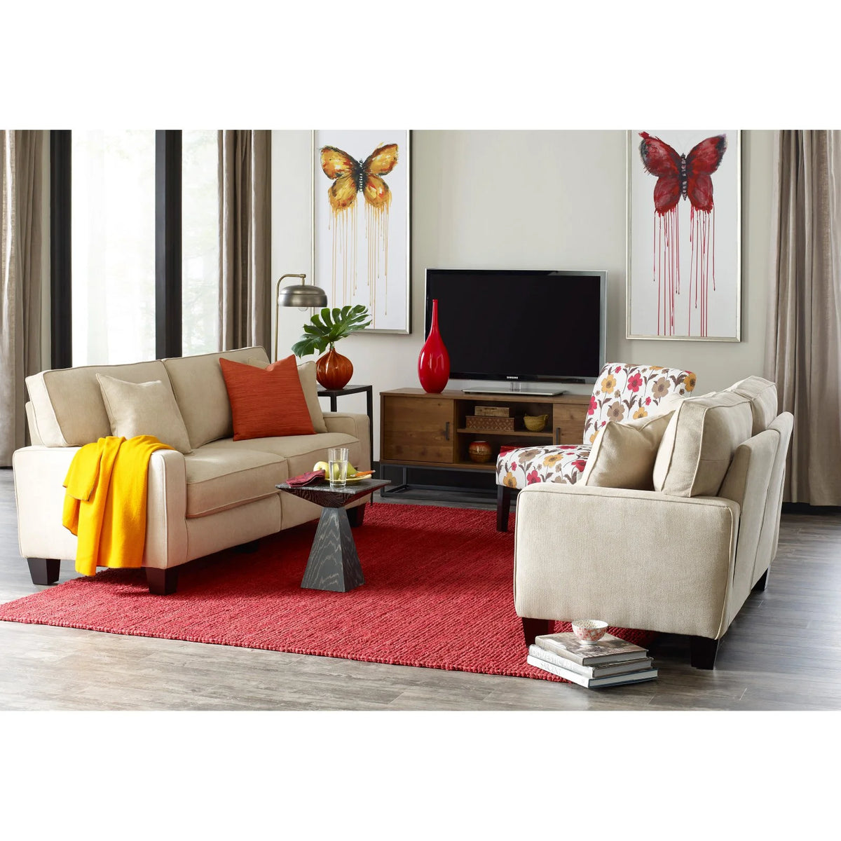 Serta Palisades 61" Track Arm Sofa Loveseat with Removable Covers Beige