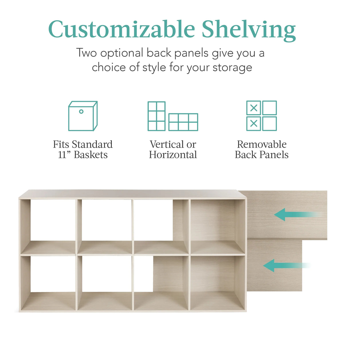 Best Choice Products 8-Cube Bookshelf, 11in Display Storage System, Organizer w/ Removable Back Panels - Black