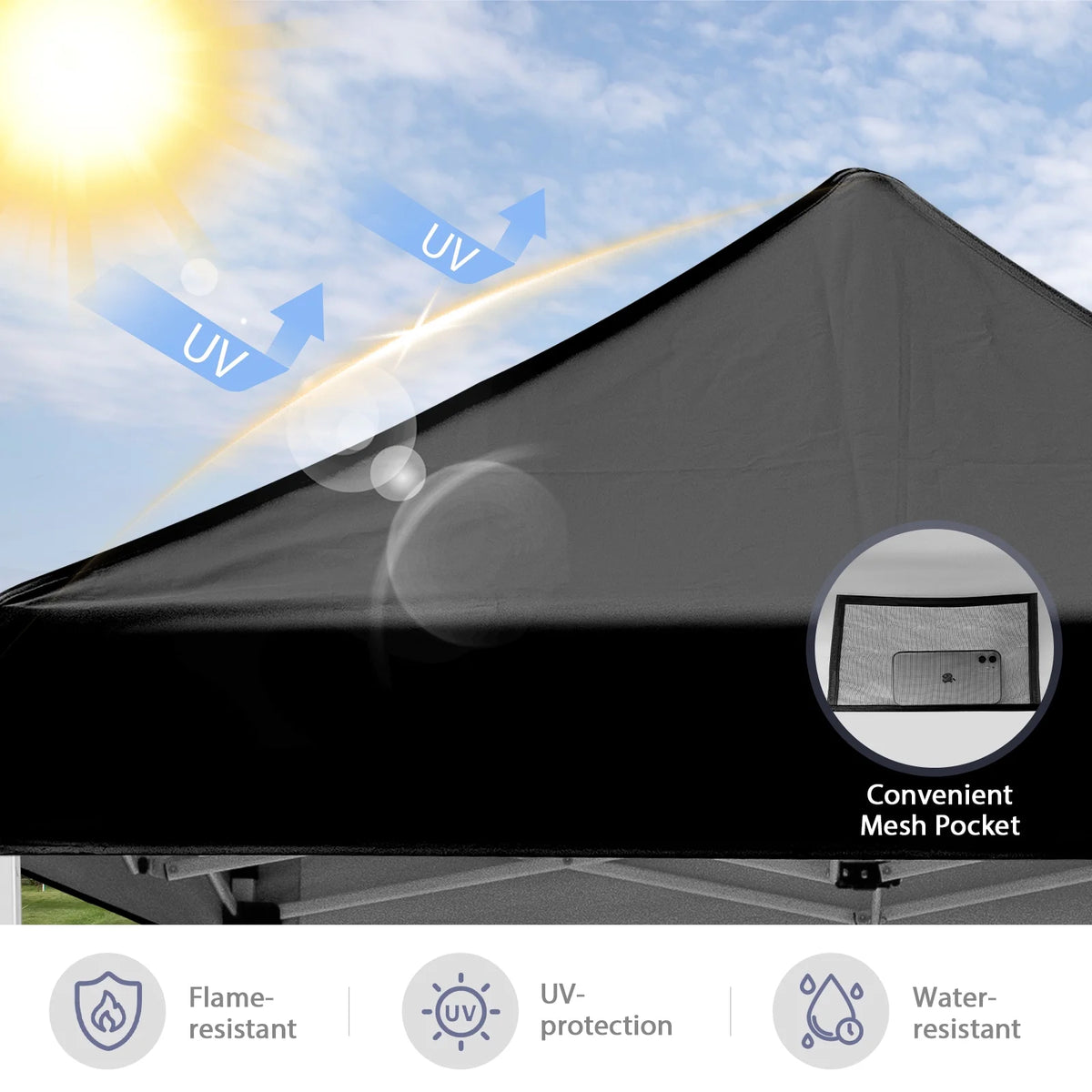 INTER HUT 5x5 Outdoor Pop up Canopy Gazebo, Instant Easy Set up Outdoor Canopy Commercial Fair Shelter, Beige