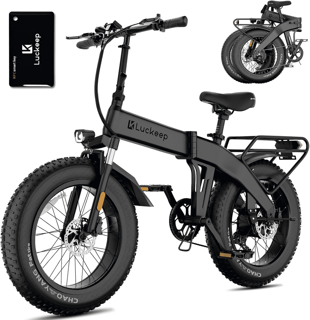 Luckeep X1 Lite Foldable Electric Bike for Adults 1500W Peak Motor,720WH Removable Battery,28MPH 60 Miles Long Range,20"*4" Fat Tire All-Terrain E-bike with Front Suspension,Mountain Electric Bicycle