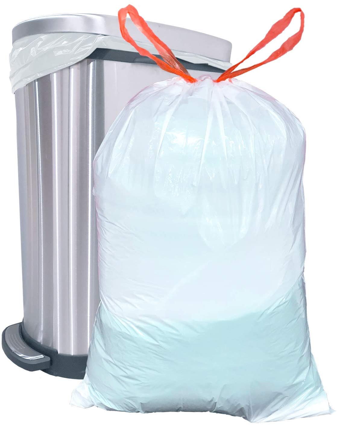 Reli. Tall Kitchen Trash Bags 13 Gallon Drawstring (500 Bags) Tall Kitchen Drawstring Garbage Bags 13 Gallon (White)