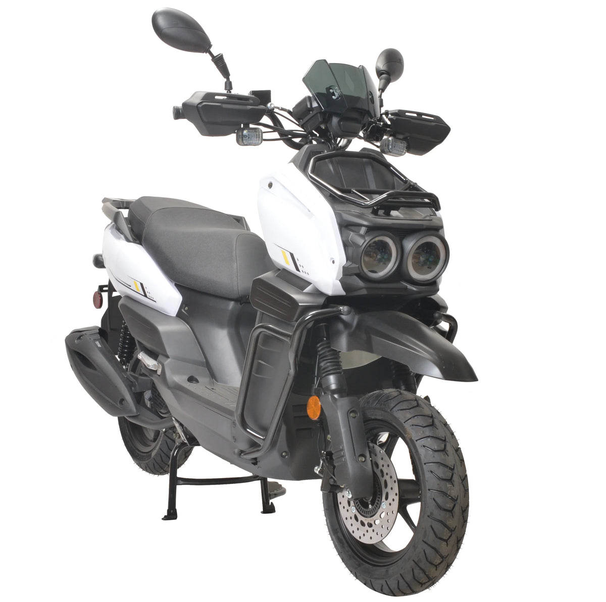 HHH Tank 150 Moped Gas Scooter 150cc Motorcycle Automatic Adult Bike with 12" Aluminum Wheels-White