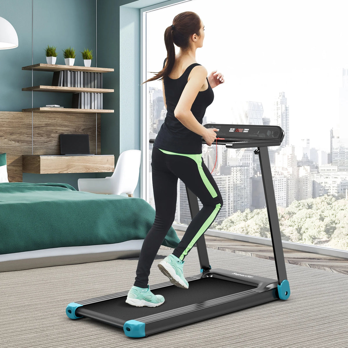 Gymax Electric Folding Treadmill Portable Cardio Running Machine w/ APP Control Red