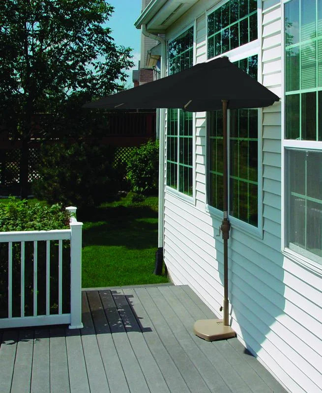 OFF-THE-WALL BRELLA Sunbrella Half Umbrella, 9'-Width, Teak Canopy