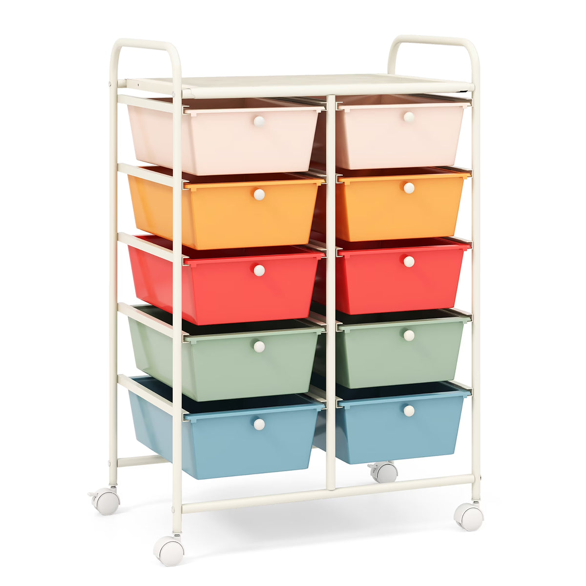 Gymax 10-Drawer Rolling Storage Cart Tools Scrapbook Paper Organizer on Wheels Black Gradient