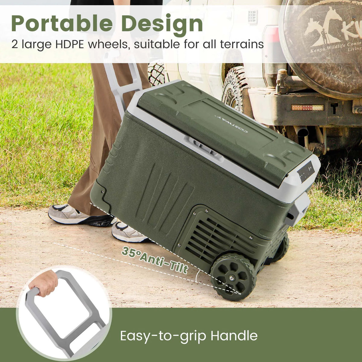 Costway 12 Volt Car Refrigerator 37 QT Portable Car Fridge with -4℉~68℉ Adjustable Range