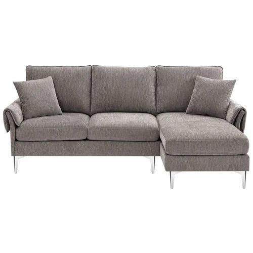Churanty L Shaped Sofa for Small Spaces Convertible Sectional Sofa with Reversible Chaise Lounge,Grey