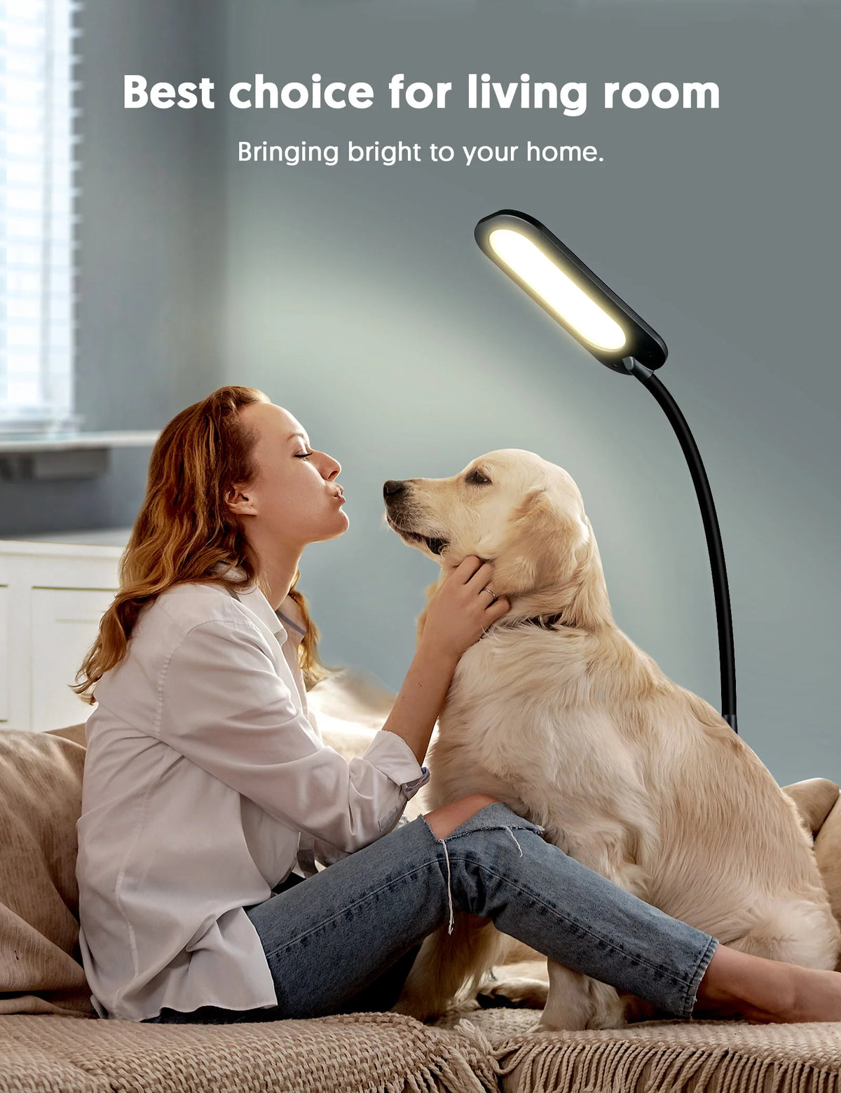TECKIN Floor Lamp, Dimmable Black Lamp with 5 Color& 4 Brightness and Adjustable Gooseneck