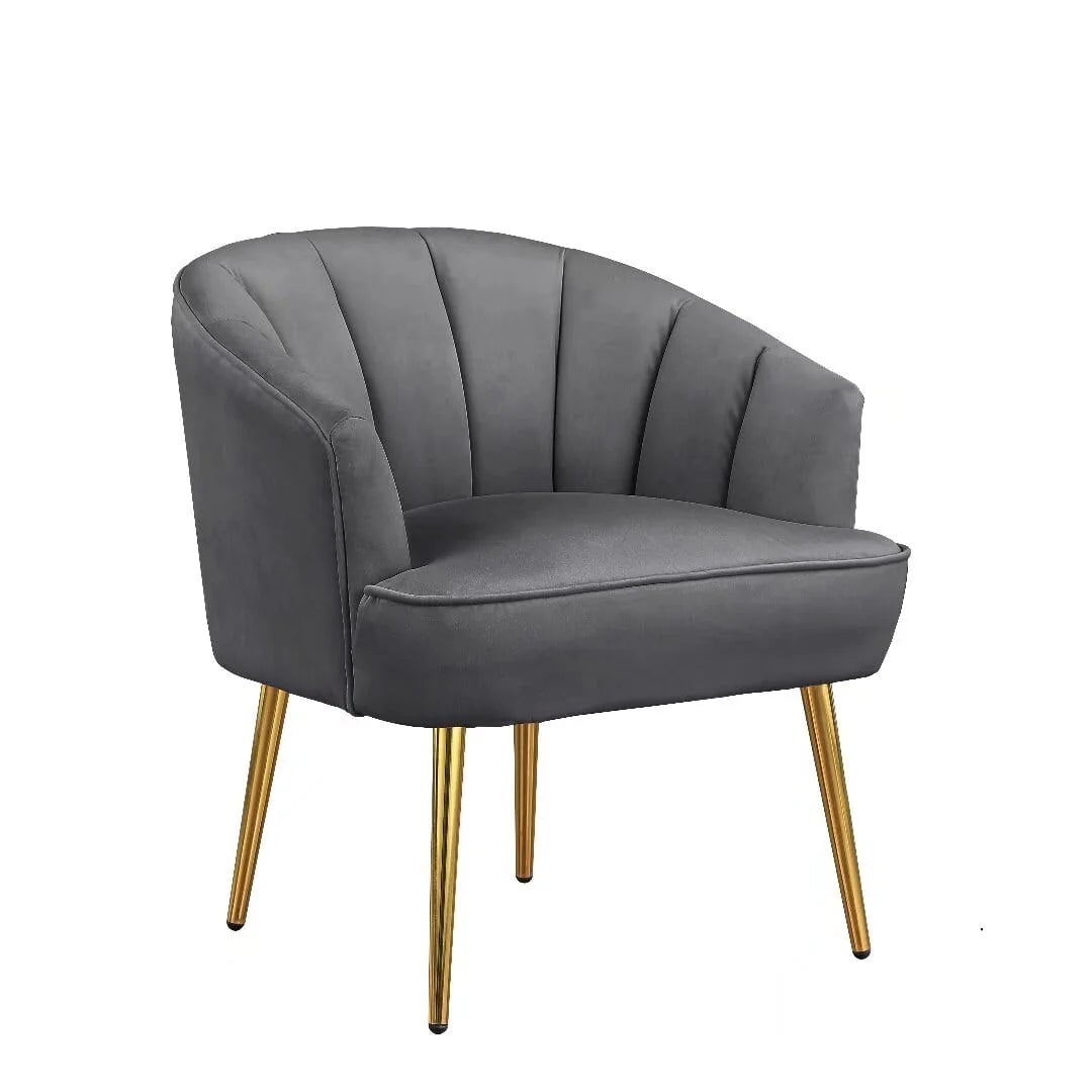Manufacturer Name Morden Fort Glam Velvet Barrel Carter Chair with Golden Legs Blue