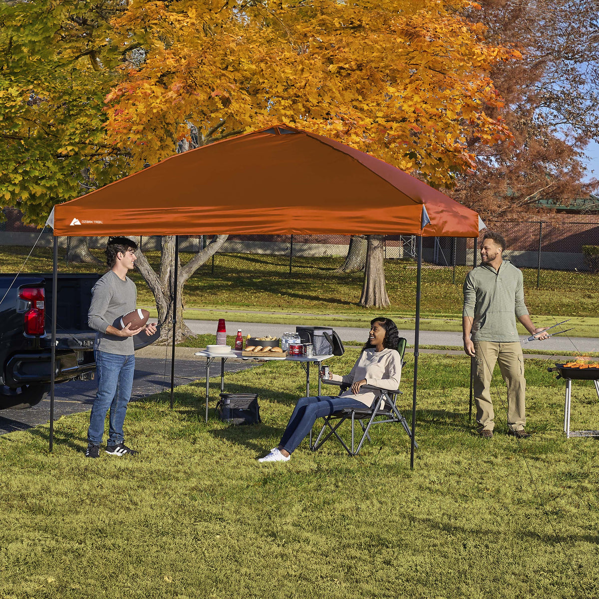Ozark Trail 10x10 Instant Pop Up Canopy Tent with Simple Push Setup – Straight Leg Pop-Up Tent for Tailgating, Camping & Events, White