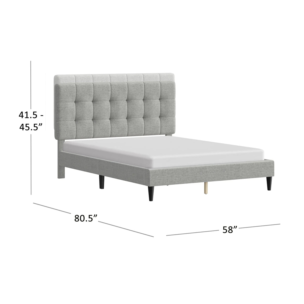 Mainstays Hillside Square Tufted Upholstered Full Platform Bed, Ivory Fabric