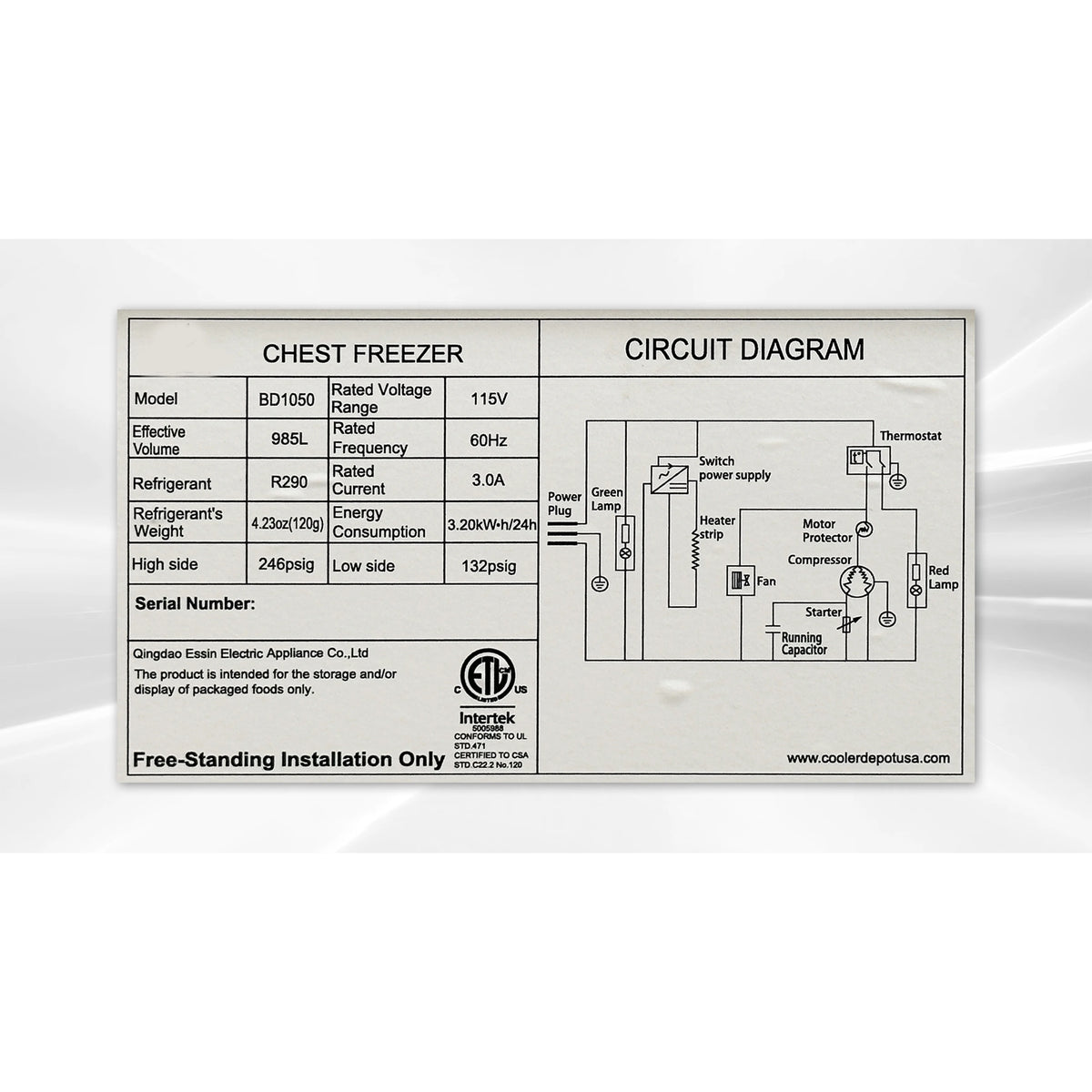35 Cu.Ft. Chest Freezer, Deep Freezer Commercial Chest Freezer 89 in.