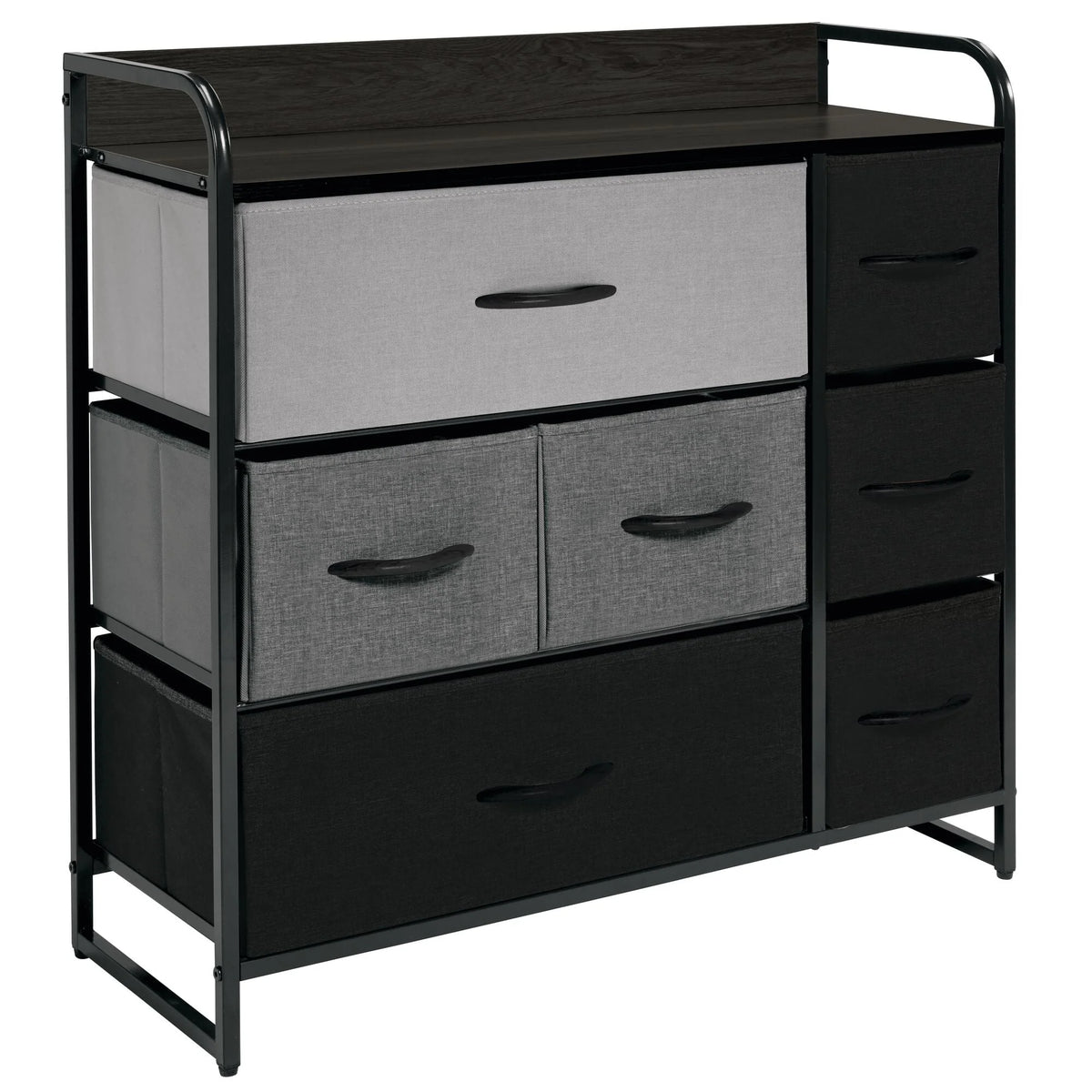 mDesign Large Storage Dresser Furniture with 7 Fabric Drawers, Multi/Dark Brown