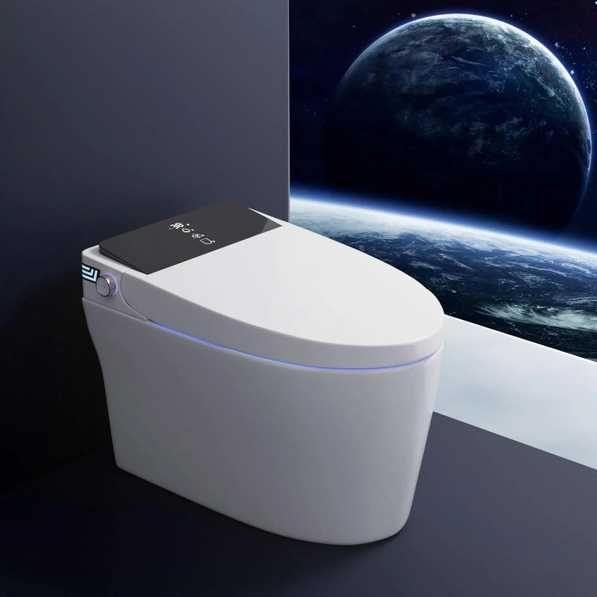 LALAHOO Smart Toilet with Bidet Built in, Auto Open & Close, Elongated Heated seat, Foot Sensor Flush, LED Display, Warm Water Wash, Dryer, Night Light, Black