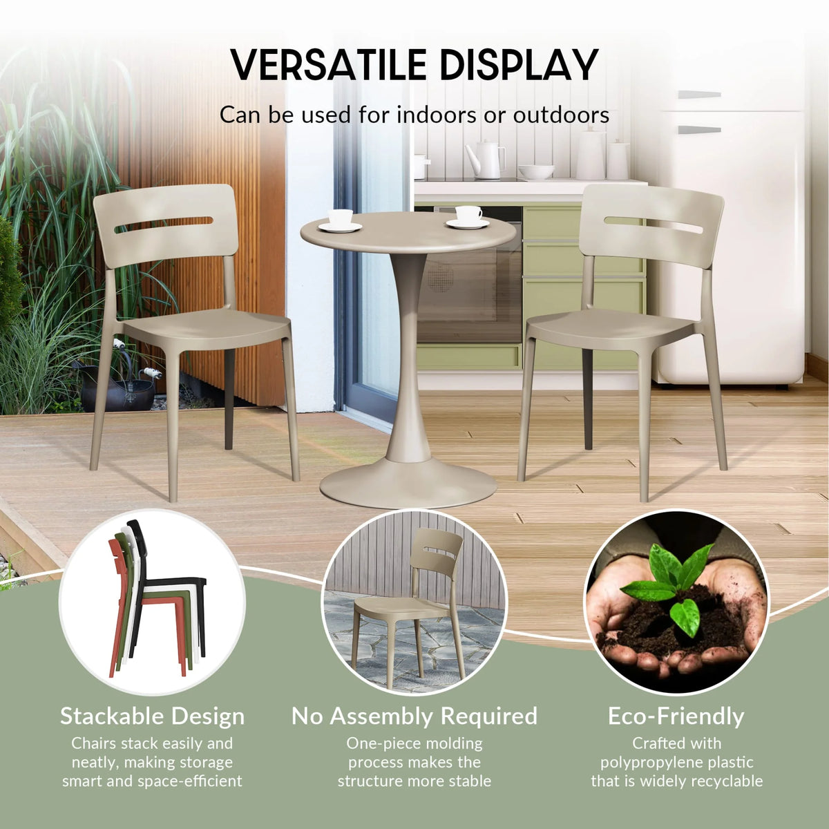 WestinTrends Playa 3-Piece Outdoor Resin Patio Bistro Set with Stackable Patio Dining Chairs, Black