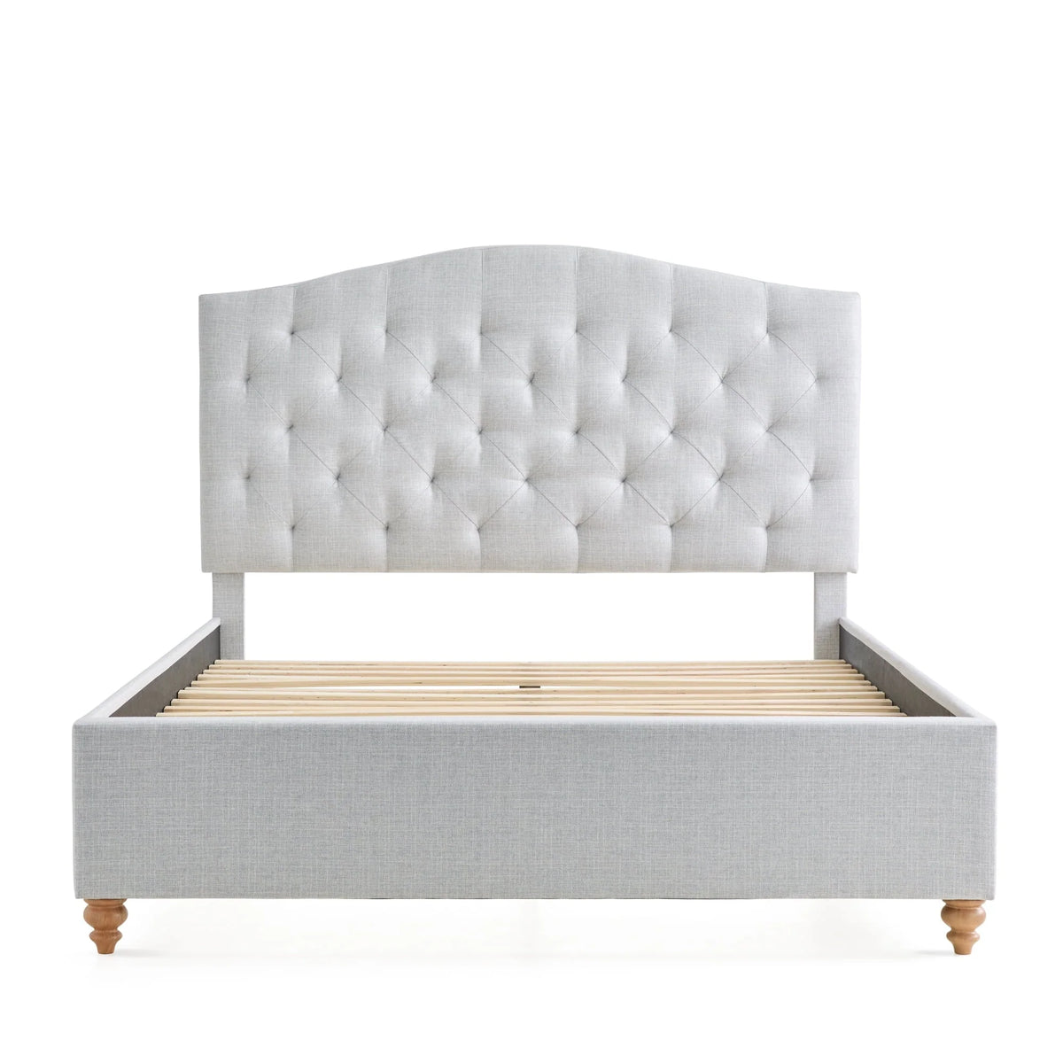 My Texas House Anna Upholstered Diamond Tufted Platform Bed, Queen, Light Gray