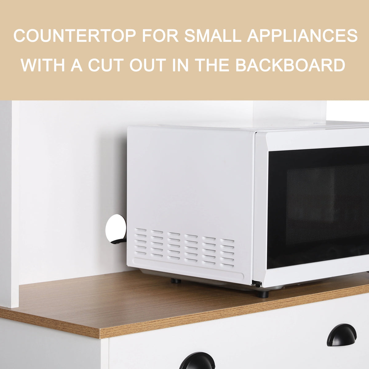 VEIKOUS 72"Kitchen Pantry Storage Cabinet Buffet with Shelves and Microwave Space, White