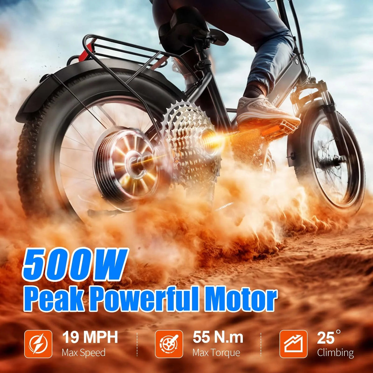 TST Electric Bike for Adults, 500W Removable Battery Max Range 50Miles & 19MPH E Bike, 20''��3.0" Fat Tire Ebike, Commute Electric Bicycle 36V/7.8AH UL2849