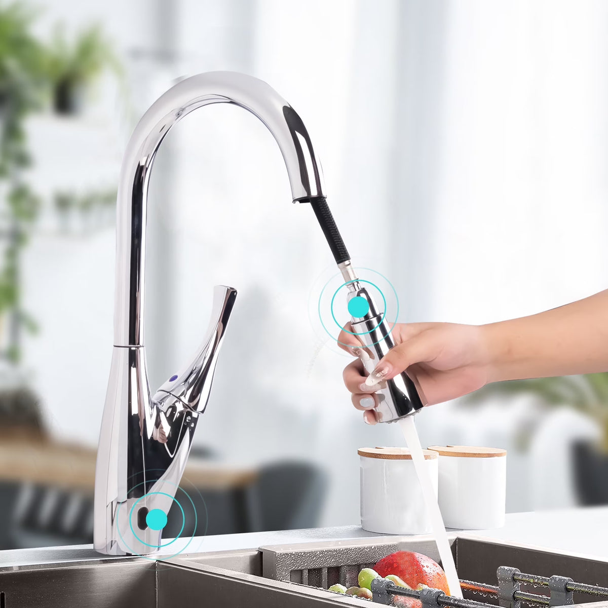 Dual-sensor Pull Down Touchless Kitchen Faucet