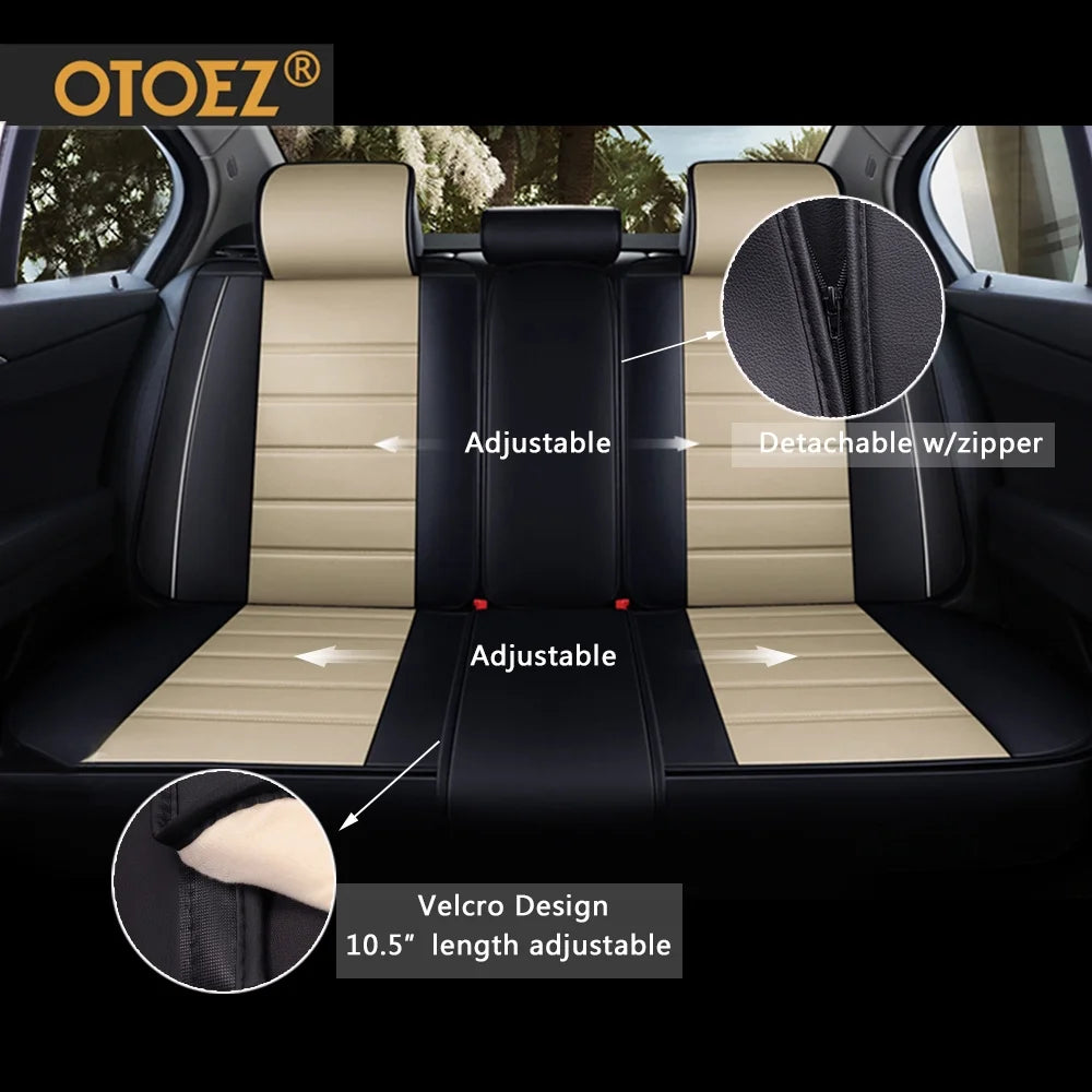 OTOEZ Leather Car Seat Cover Universal 5 Seats Full Set Front Rear Seat Protector