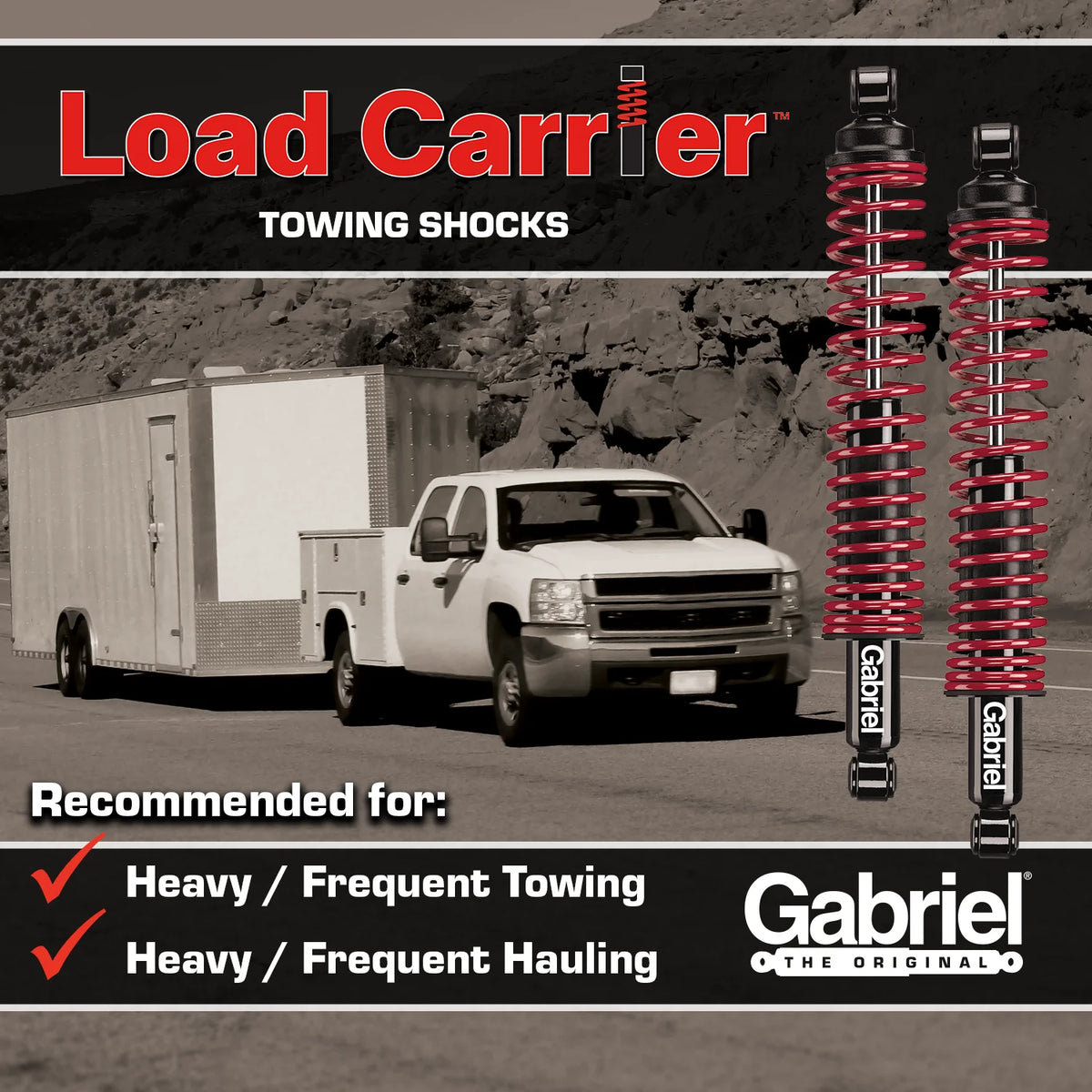 Gabriel 43167 Load Carrier Rear Towing Shock Absorbers Fits Ford Bronco, F-100, F-150, F-250, F-350, Ranger; Mazda B2300, B2500, B3000, B4000 - RWD (1 Pair)