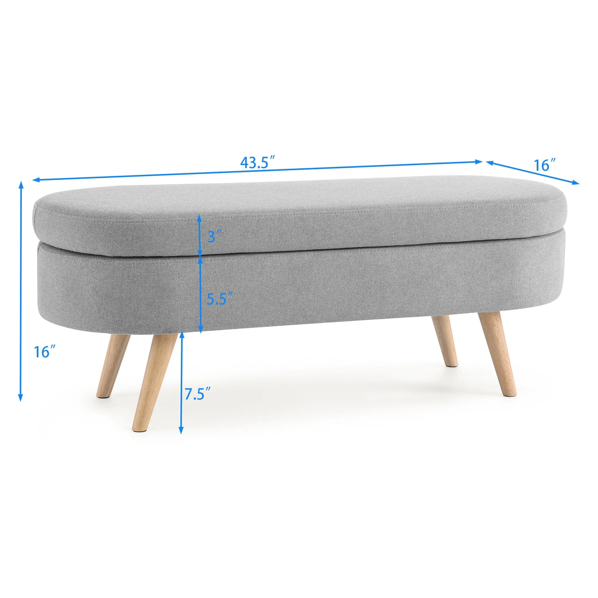 Furniliving Modern Upholstered Button Tufted Storage Ottoman Entryway Bench, Ivory