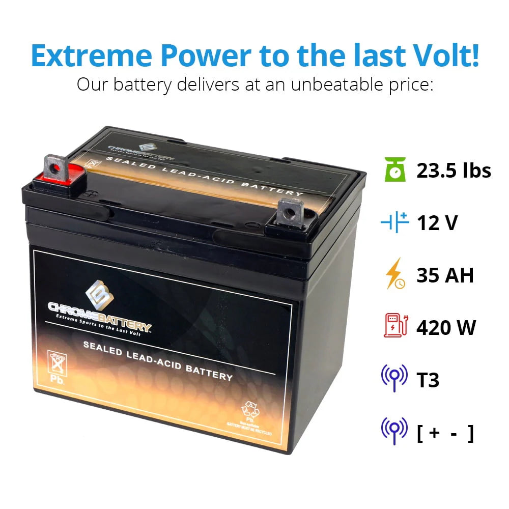 Chrome Battery 12V 35Ah Sla U1 Battery For Kubota Case John Deere Dixie Chopper Riding Mower