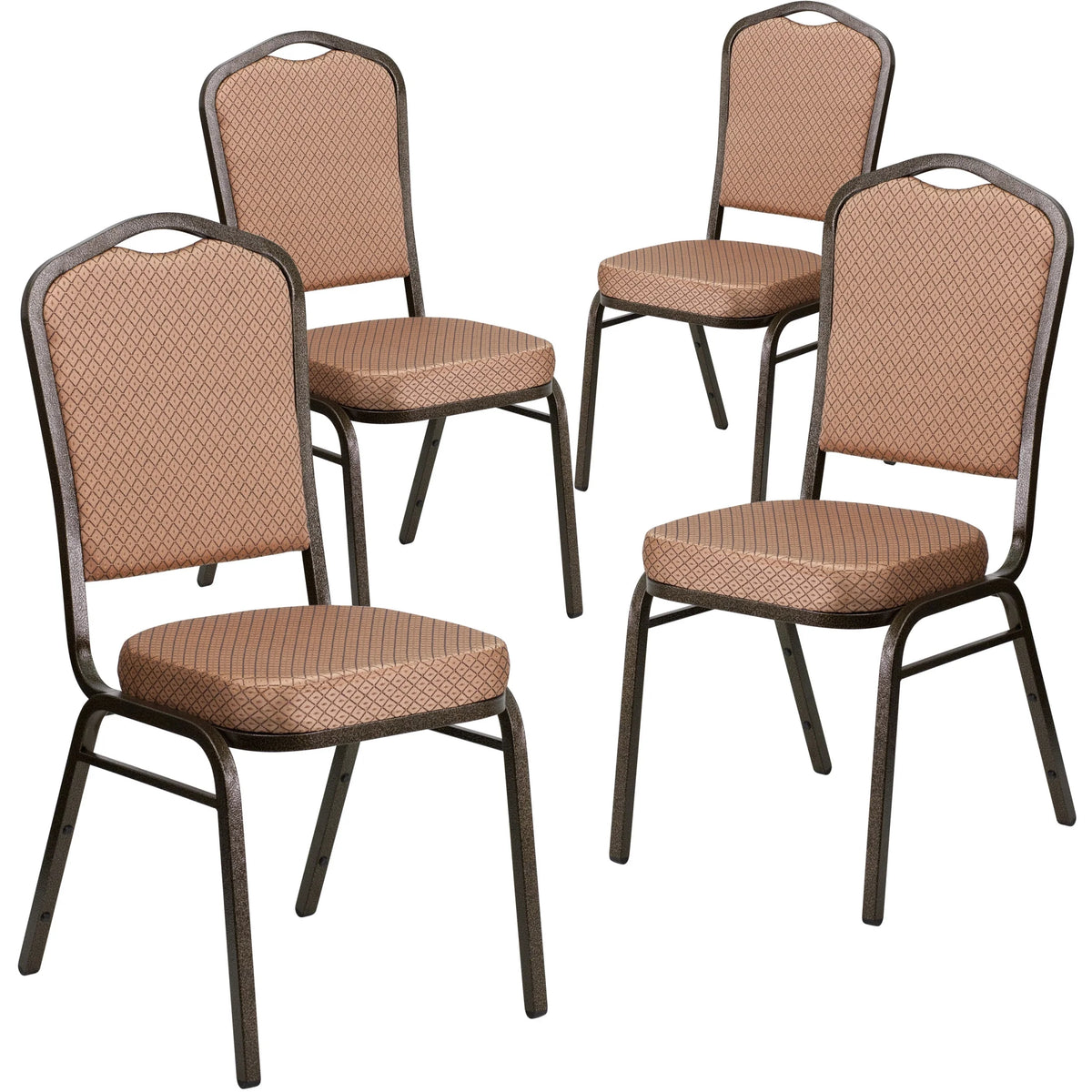 Emma + Oliver 4 Pack Crown Back Stacking Banquet Chair in Navy Vinyl - Silver Vein Frame