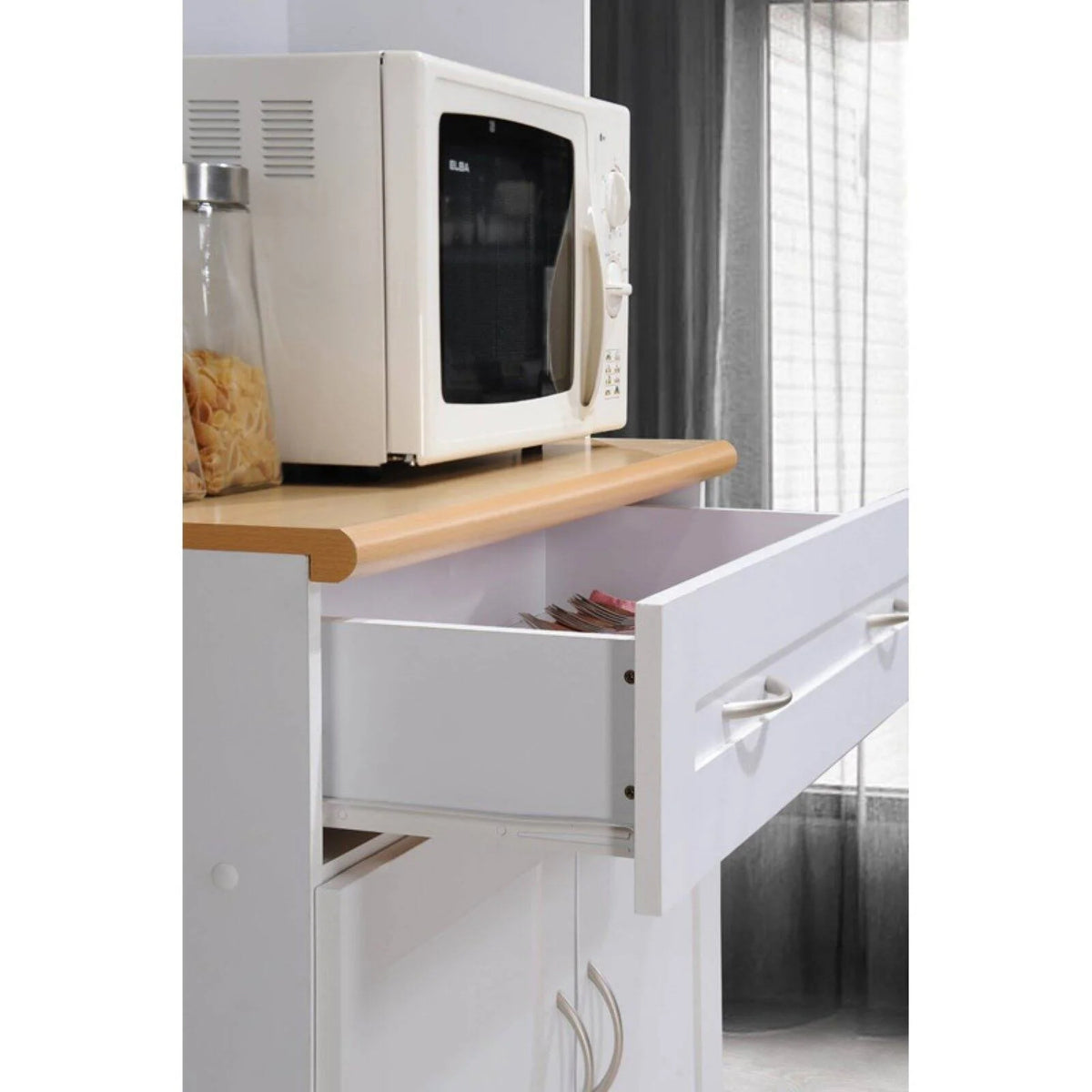 Hodedah Tall Free Standing Kitchen Cabinet, White
