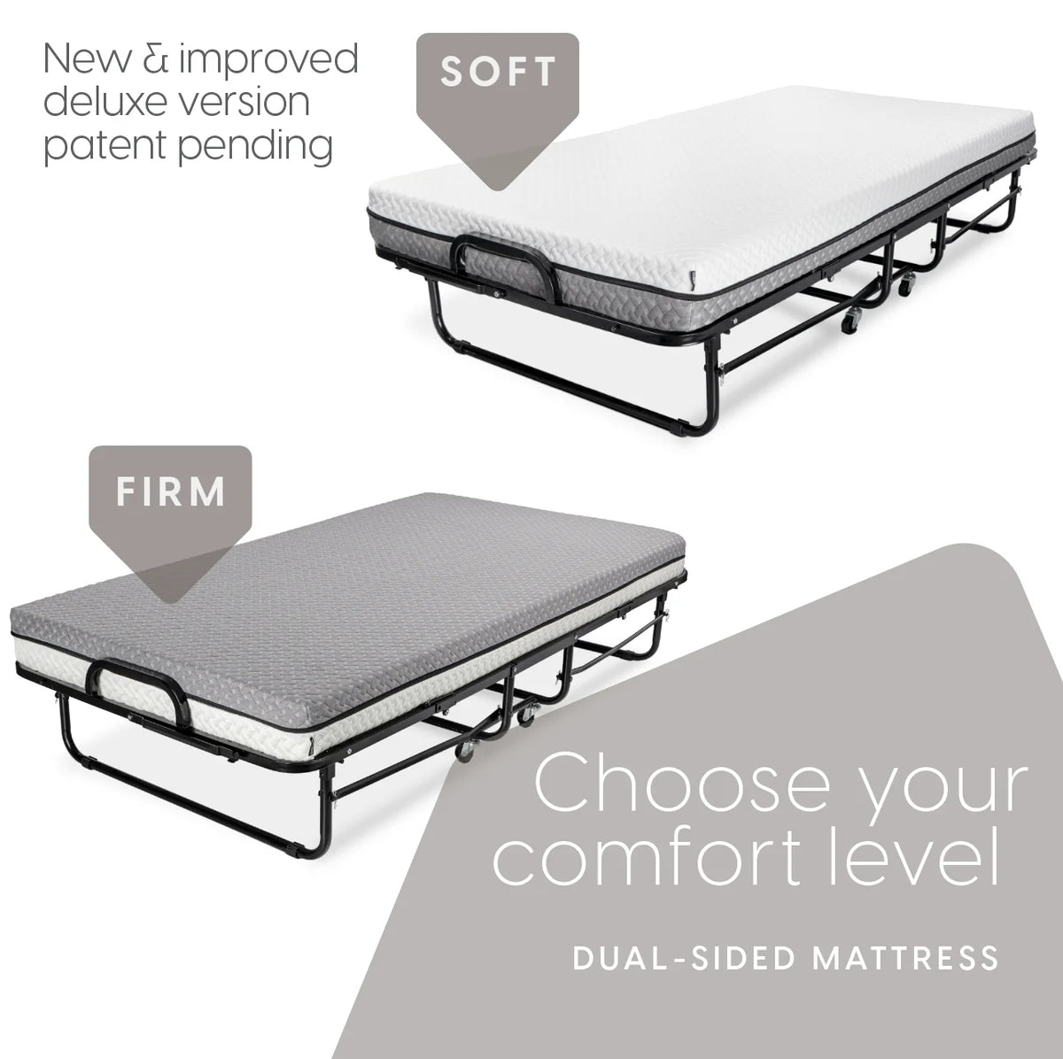 Milliard Diplomat Adjustable Size Modern Folding Bed with Memory Foam Mattress
