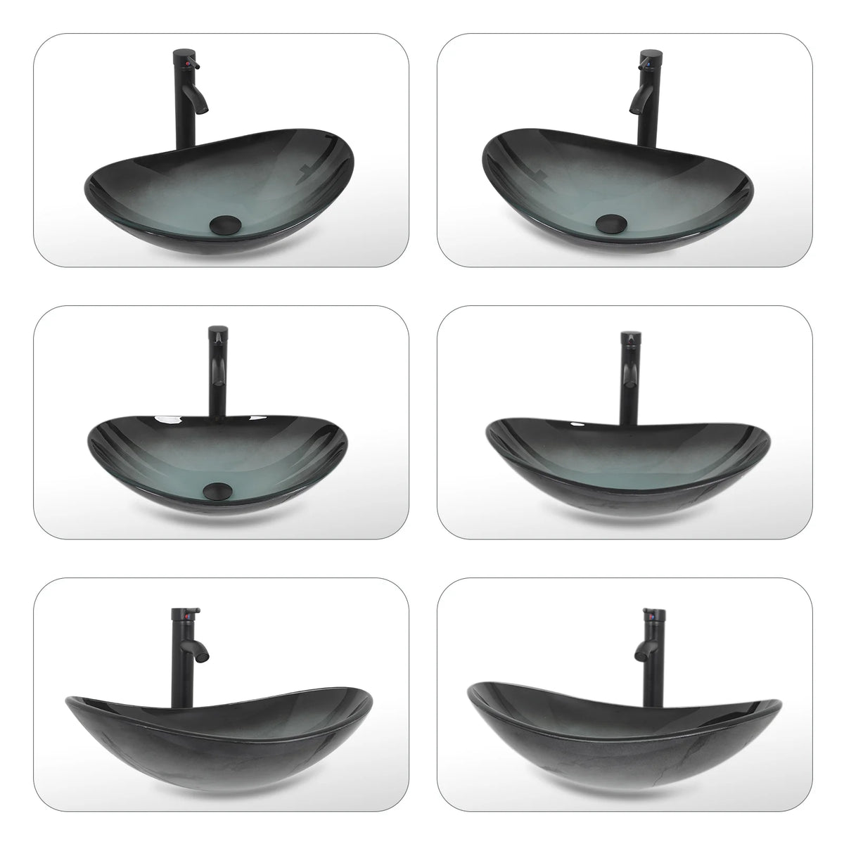 FULLWATT Bathroom Ceramic Sink Vanity Vessel Basin Porcelain Faucet Drain Combo Rectangle,White