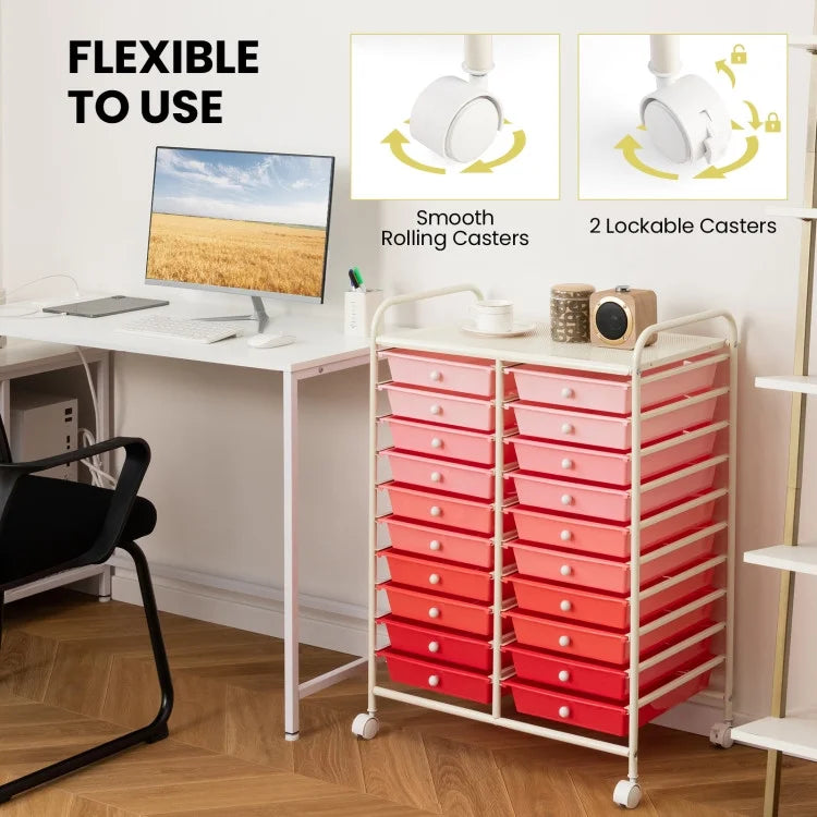 20 Drawers Rolling Storage Cart Studio Organizer