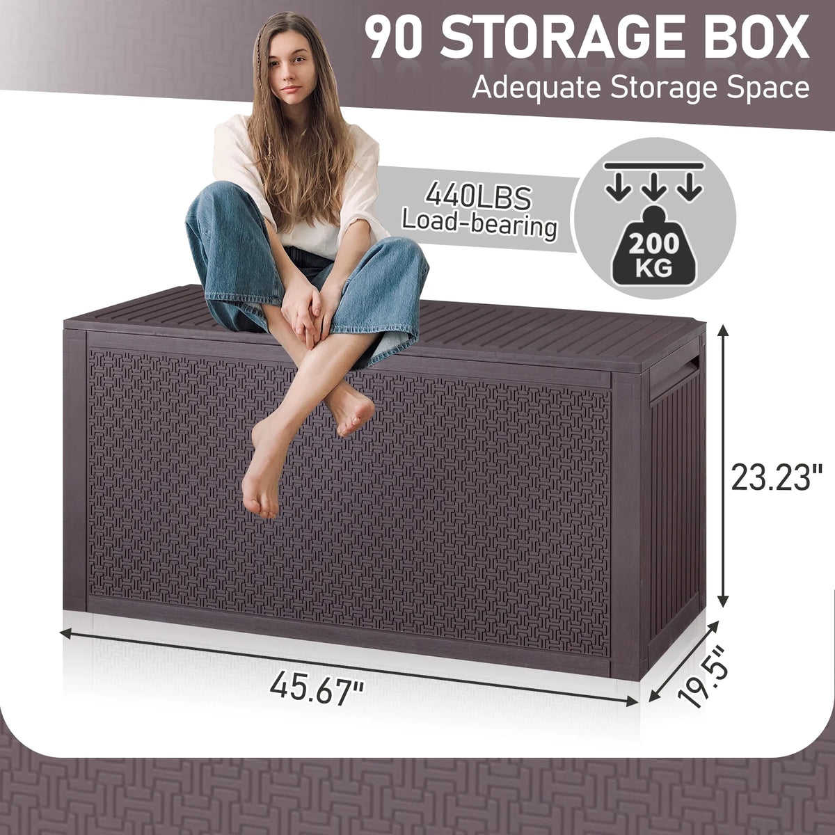 Ktaxon 90 gal Outdoor Garden Plastic Storage Deck Box Gray