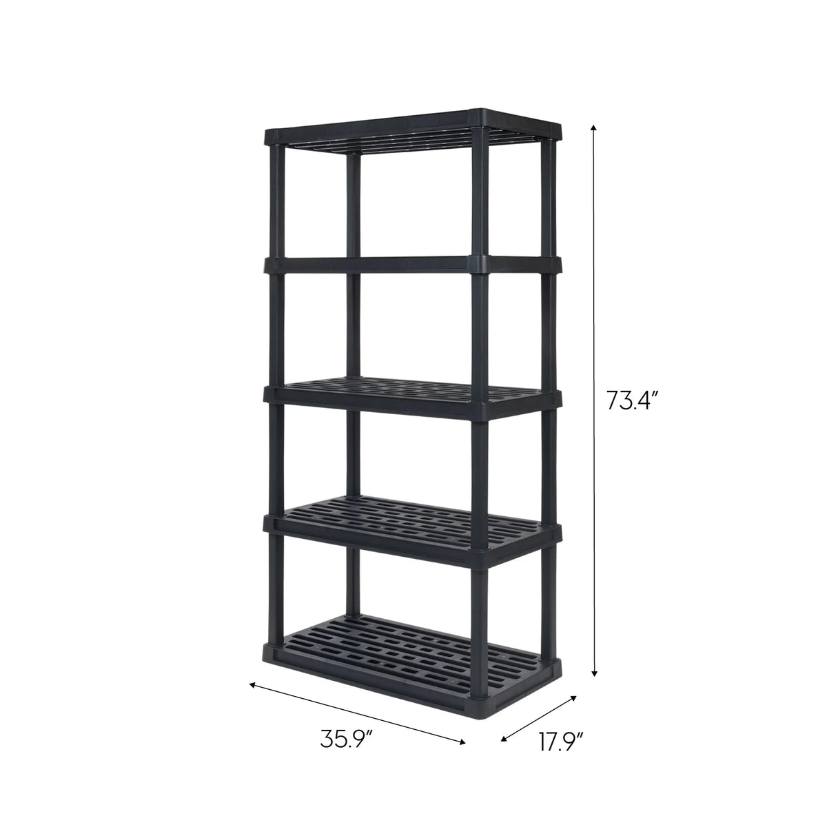 IRIS USA 5-Tier Large Plastic Rack Storage Shelf with 500 lb. Total Capacity, Black