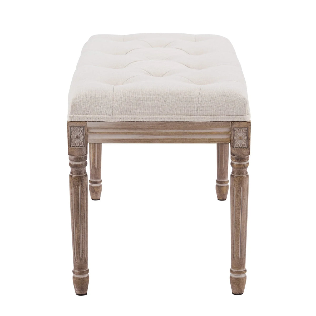 Wayshire Upholstered Entryway Bench with Rubber Wood Legs Tufted Ottoman for Dining Room Bedroom More
