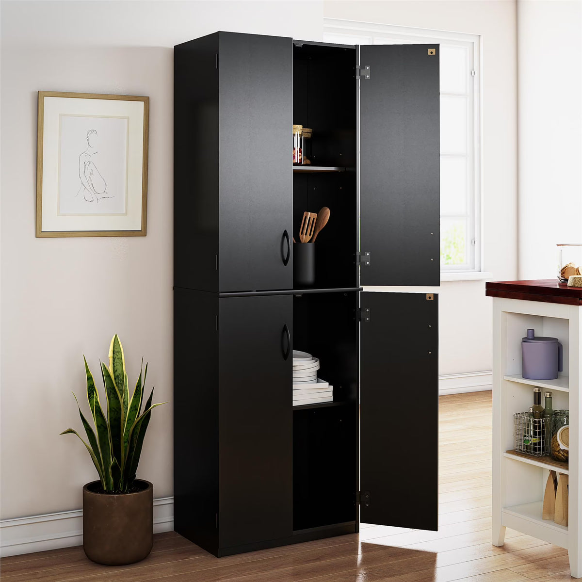 Mainstays 72" 4-Door Storage Cabinet, Espresso