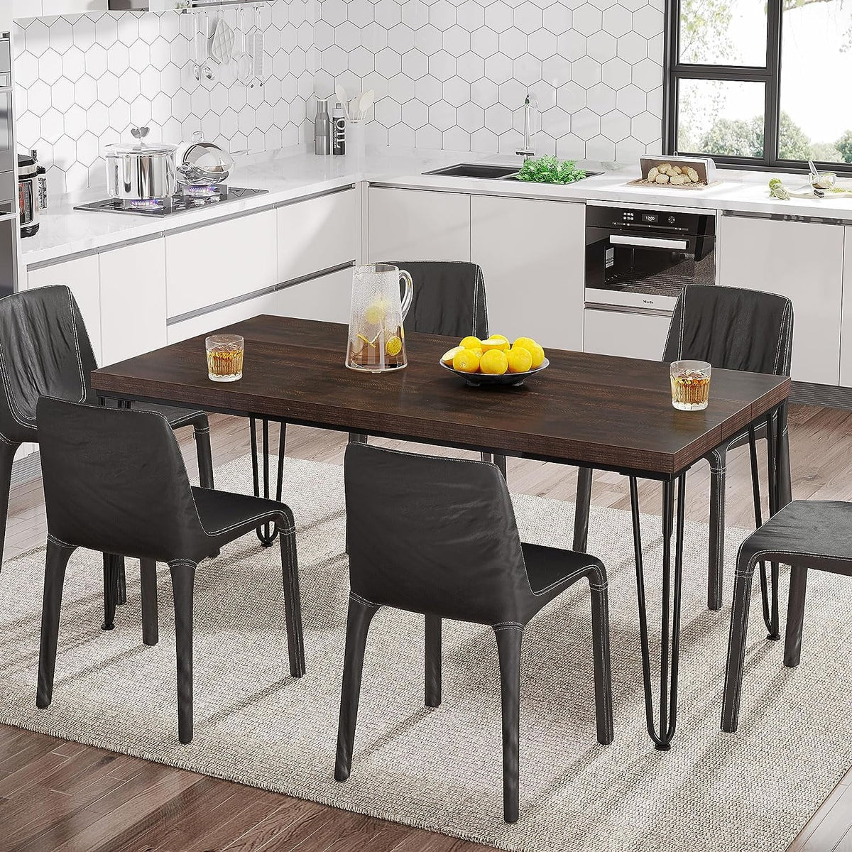 Tribesigns Dining Table for 6 Person, 62.9 Inch Kitchen Dining Room Table