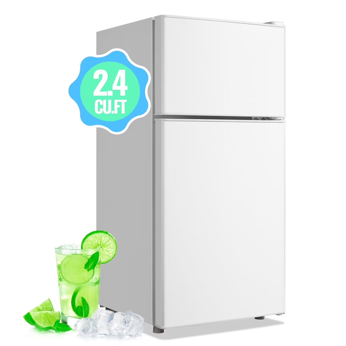 DEMULLER 2.4 Cu.ft Refrigerator Mini Fridge with Freezer Dual Door Personal Fridge New Silver Sale