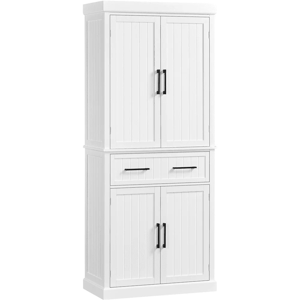 Topeakmart 72.5" H Kitchen Pantry Cabinet with Doors and Adjustable Shelves, White