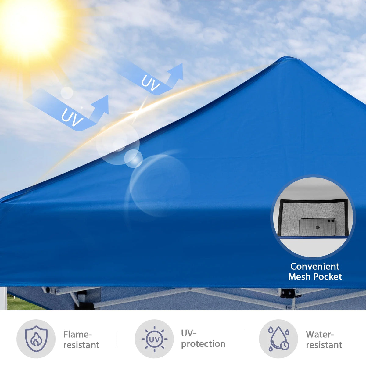 INTER HUT 5x5 Outdoor Pop up Canopy Gazebo, Instant Easy Set up Outdoor Canopy Commercial Fair Shelter, Beige