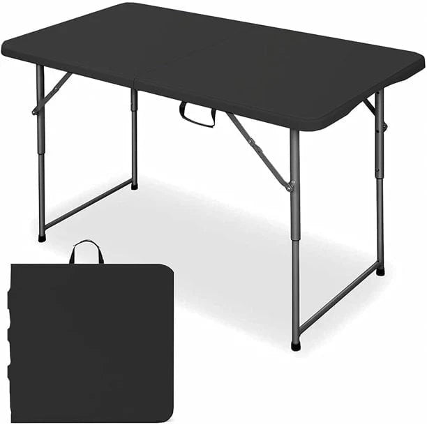 AEDILYS 4ft Portable Plastic Folding Tables for Indoor Outdoor, Black