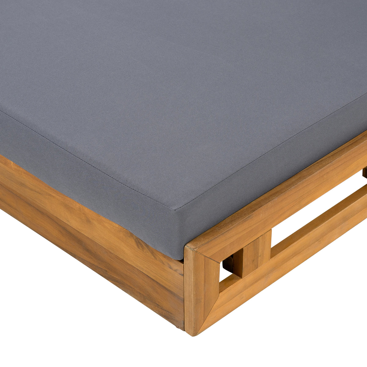 Patio Seating LOUNGE CHAISE SET, ACACIA WOOD WITH WATER-RESISTANT LOUNGE CUSHIONS (CREAM & 4 INCH THICK) - MATCHING DARK GREY VERSION AVAILABLE,Outdoor Seating